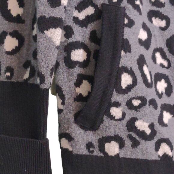 Rachel Zoe Womens Bomber Cardigan Sweater Gray Black Cotton Full Zip Mock Neck S - Picture 4 of 9